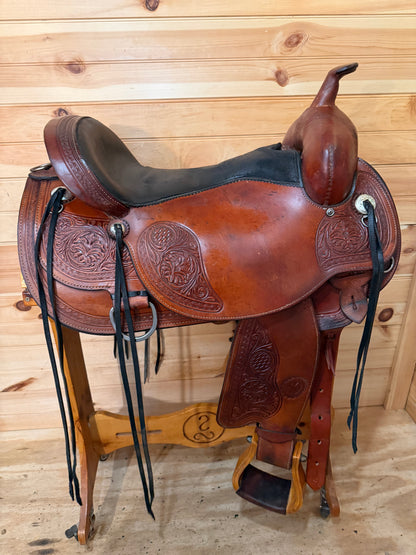 17” Circle Y Flex-Lite Basket Flower Western Trail Saddle Model 1552