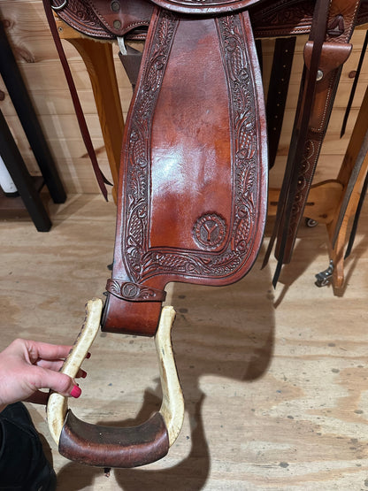 16” Circle Y Hardseat Ranch Roper Western Saddle Model 1156