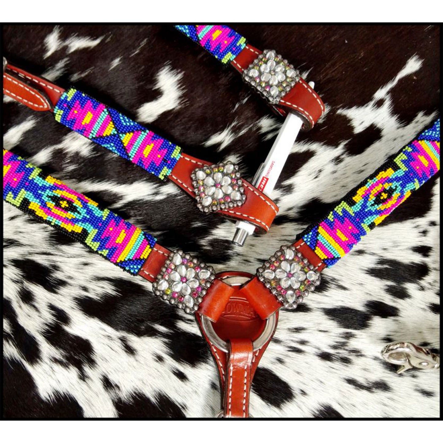 Neon Tribal One Ear Headstall and Breastcollar 4 Piece Tack Set