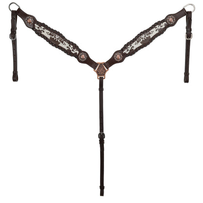 Dark Oil Cowhide Browband Headstall and Breastcollar Tack Set