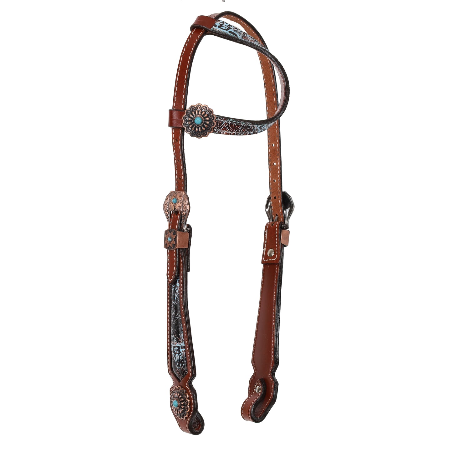 Weathered Steer One Ear Headstall and Gladiator Style Breastcollar Tack Set