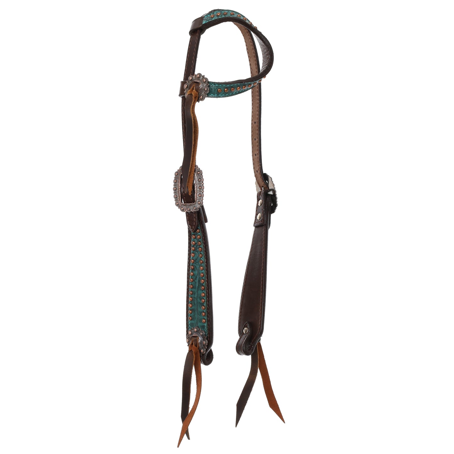 Turquoise Gator One Ear Headstall and Gladiator Style Breastcollar Tack Set