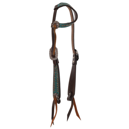 Turquoise Gator One Ear Headstall and Gladiator Style Breastcollar Tack Set