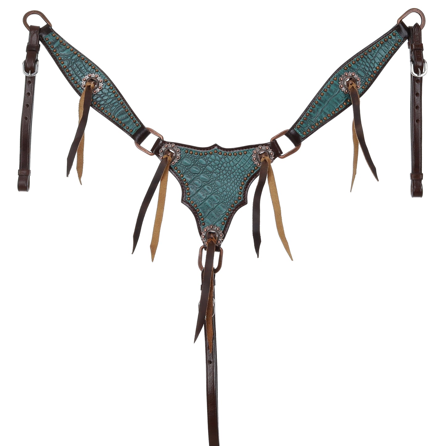 Turquoise Gator One Ear Headstall and Gladiator Style Breastcollar Tack Set
