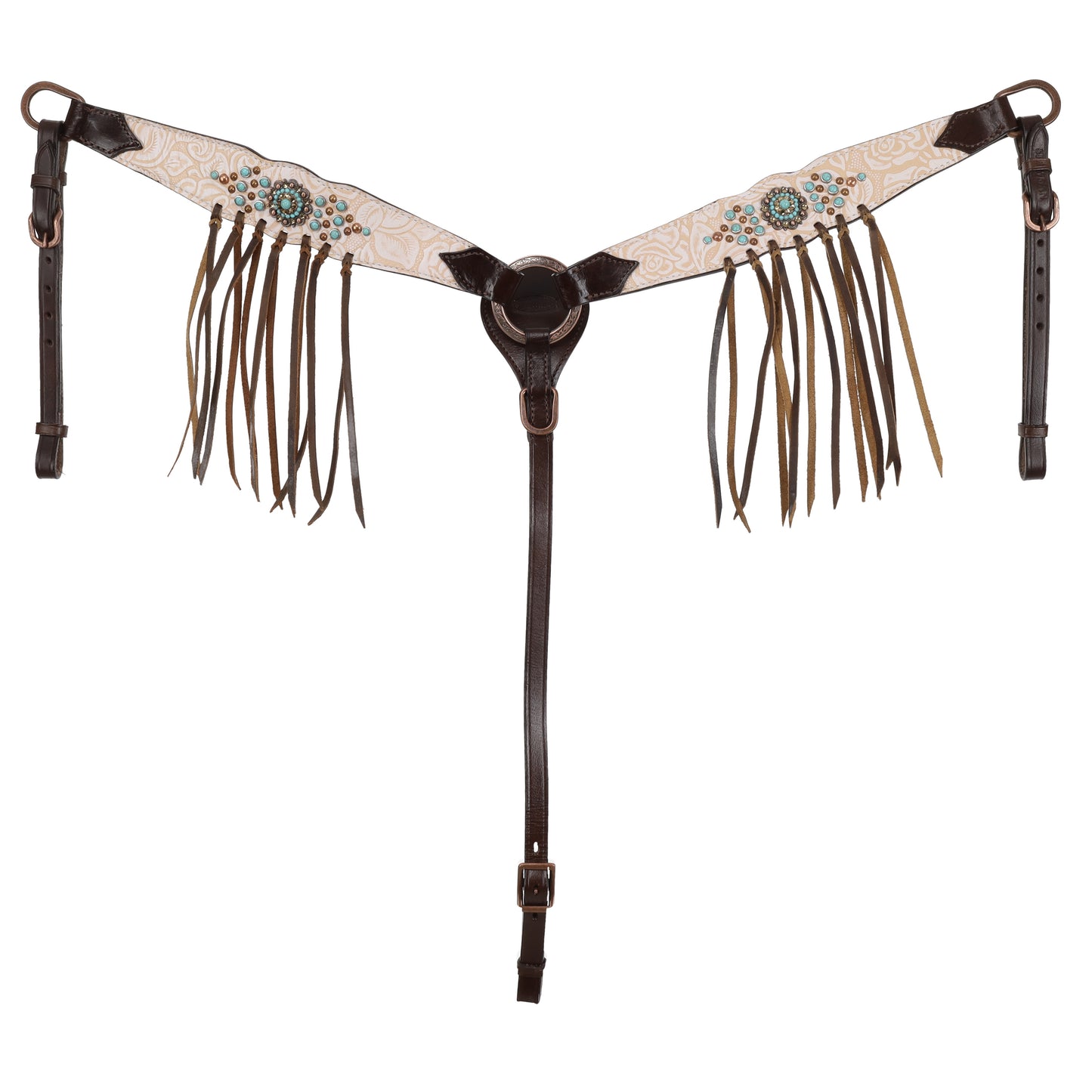 Showman Blushed Rose One Ear Headstall and Breastcollar Tack Set