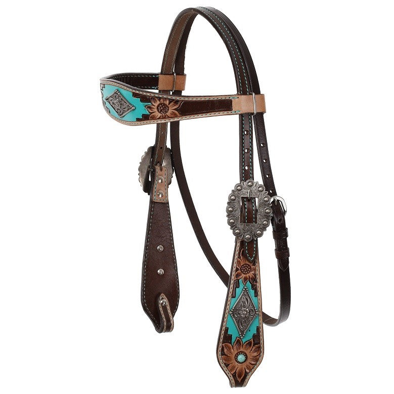 Showman Aztec Bloom Browband Headstall and Breastcollar Tack Set
