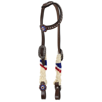 Patriotic Mohair One Ear Headstall and Breastcollar Tack Set