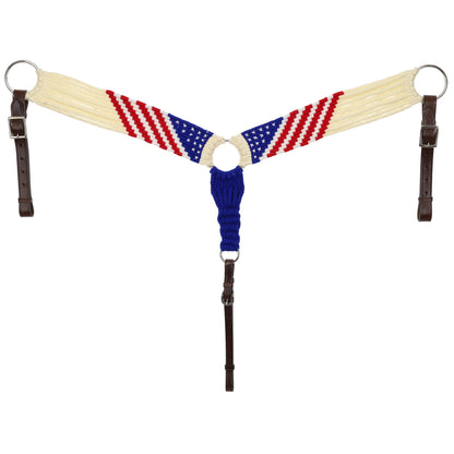 Patriotic Mohair One Ear Headstall and Breastcollar Tack Set