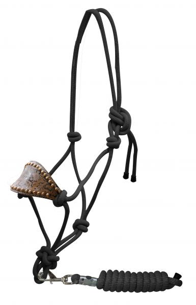 Filigree Print with Copper Studs Cowboy Halter with Padded Bronc Style Nose