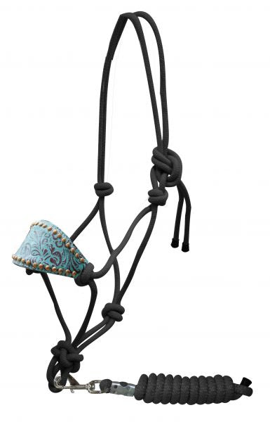 Filigree Print with Copper Studs Cowboy Halter with Padded Bronc Style Nose