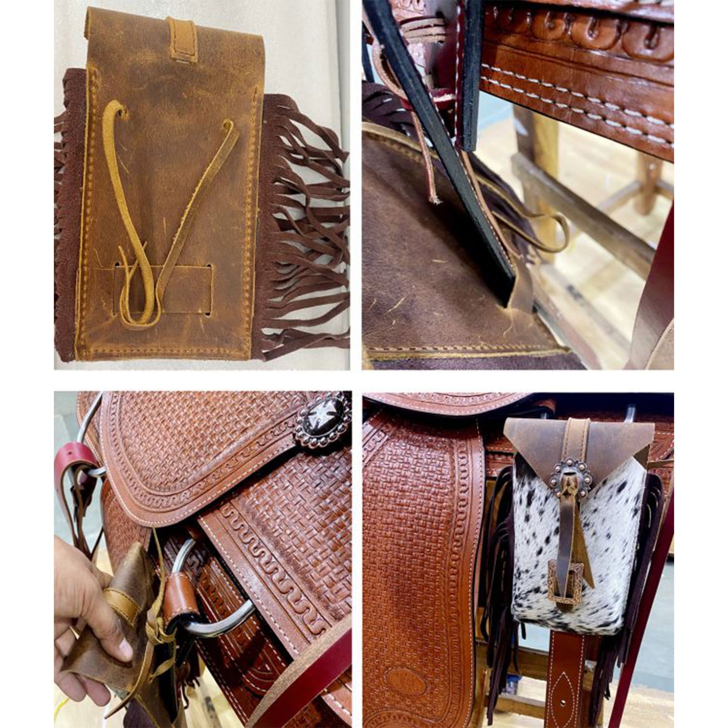 Showman Acid Wash Teal Hair on Cowhide Saddle Bag