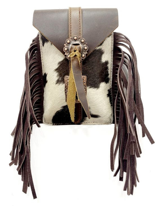 Hair on Cowhide Rear Cinch Saddle Bag