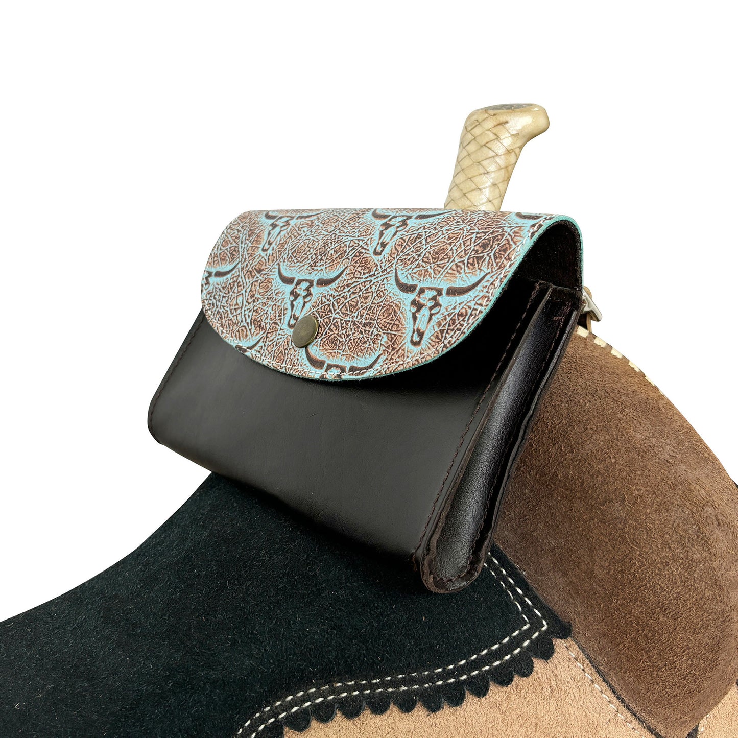Showman Weathered Steer Dark Oil Leather Pommel Pouch