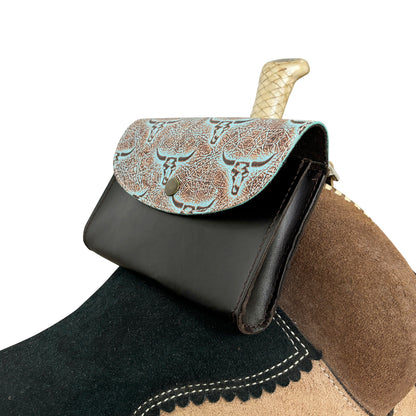 Showman Weathered Steer Dark Oil Leather Pommel Pouch