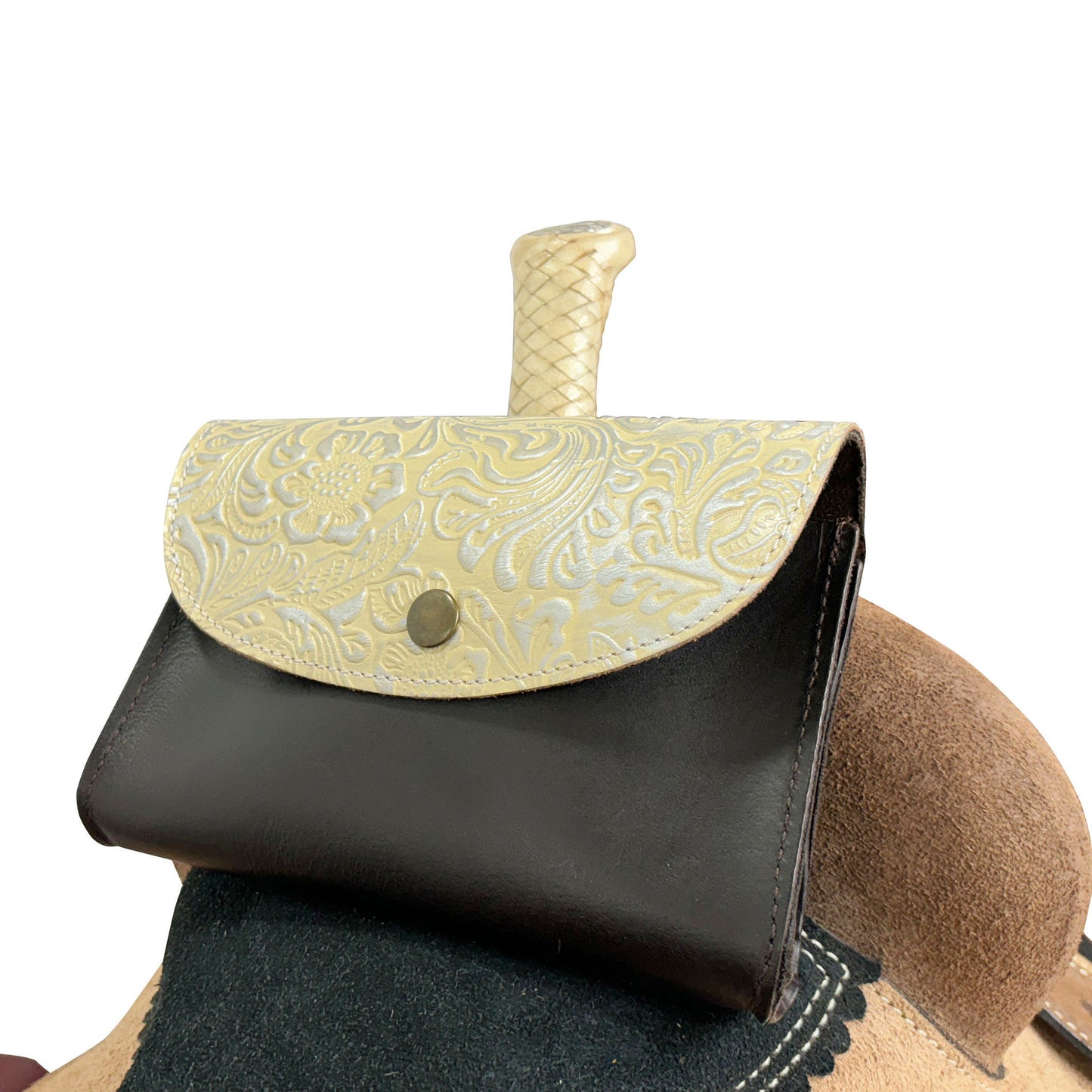 Showman Ethereal White Rose Dark Oil Leather Pommel Pouch