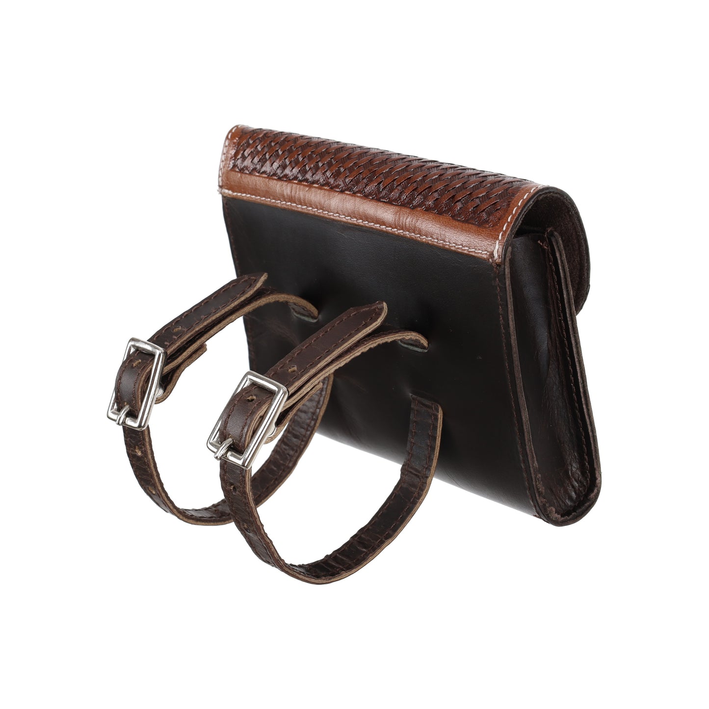 Showman Basketweave Two-tone Dark Oil Leather Pommel Pouch