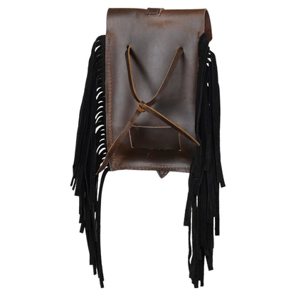 Indigo Aztec Fringe Rear Cinch Bag