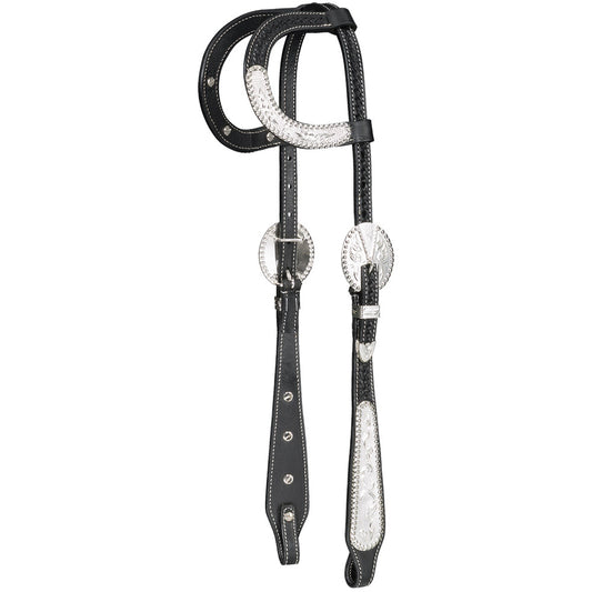 Silver Royal Double Ear Headstall with Berry Edge