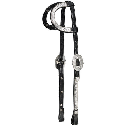 Silver Royal Double Ear Headstall with Raised Edge