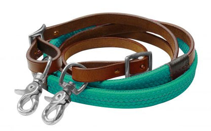 Pebbled Rubber grip 7' Medium Oil barrel reins with scissor snaps