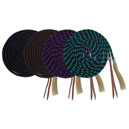 23' Nylon braided Mecate Reins with Horse Hair Tassel