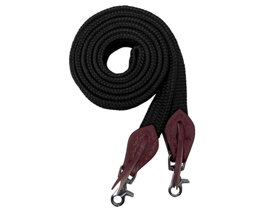 Slobber Strap 8' Flat Polyester Roping/Barrel Reins with Scissor Snap Ends