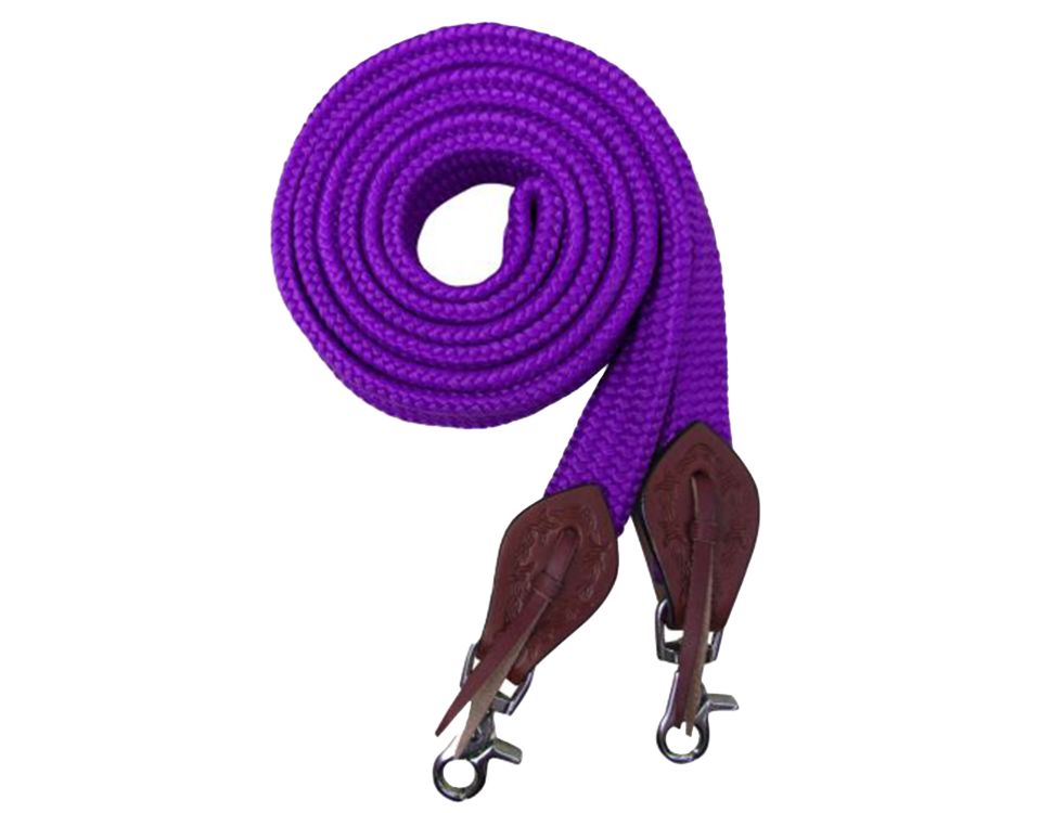 Slobber Strap 8' Flat Polyester Roping/Barrel Reins with Scissor Snap Ends