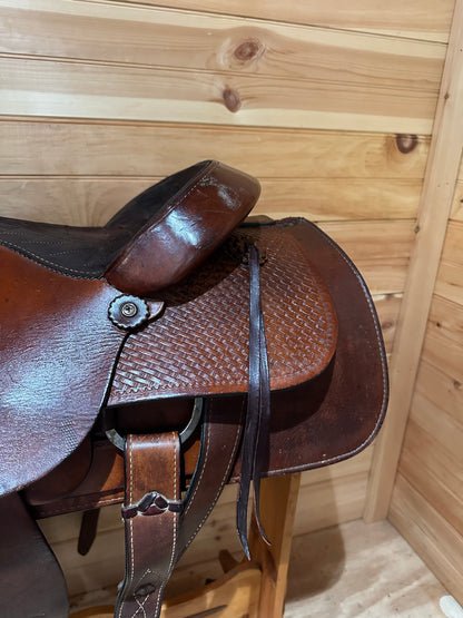 15.5” Double R Red Ranger Roping Western Saddle