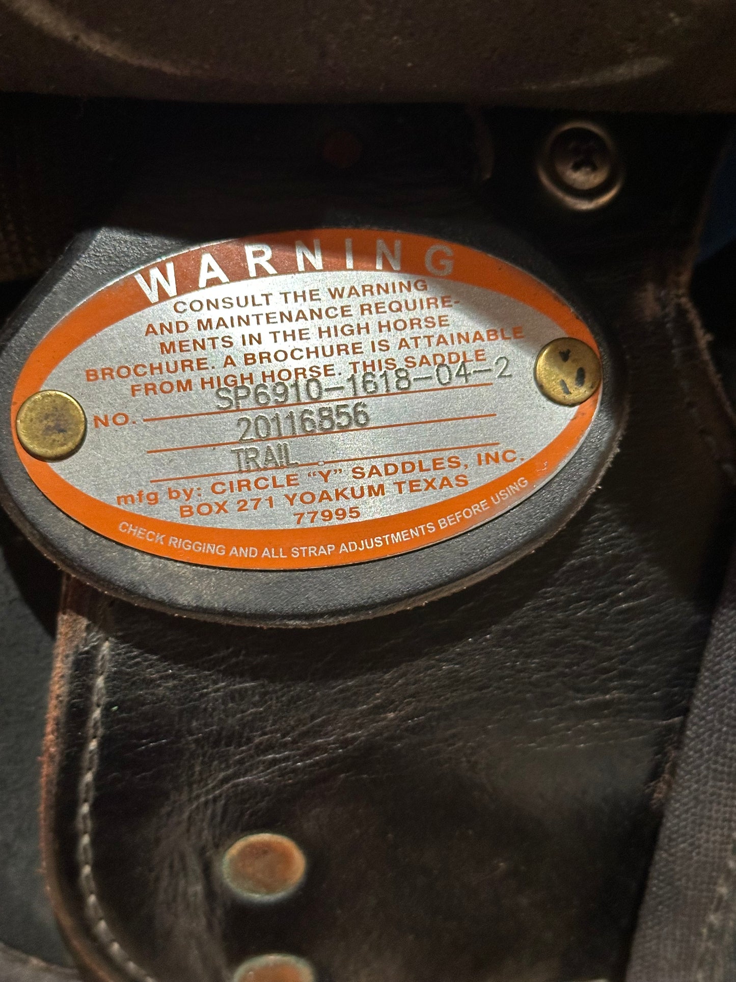 16” Circle Y High Horse Lockhart Western Trail Saddle Model 6910