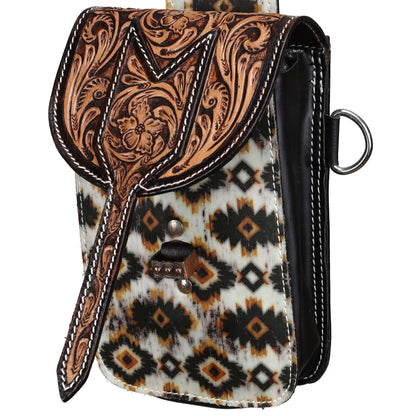 Showman Single Pommel Saddle Bag - Aztec Sunstone & Floral Tooled