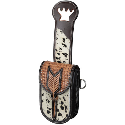 Showman Hair-On & Diamond Quilt Tooled Single Pommel Horn Bag