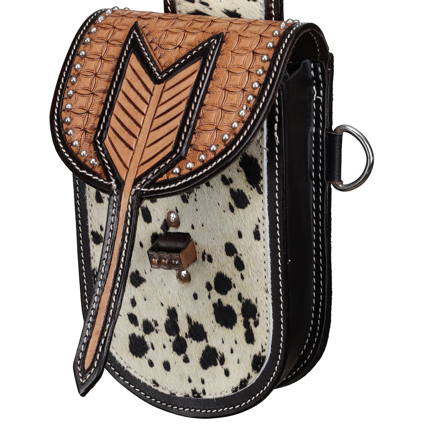 Showman Hair-On & Diamond Quilt Tooled Single Pommel Horn Bag