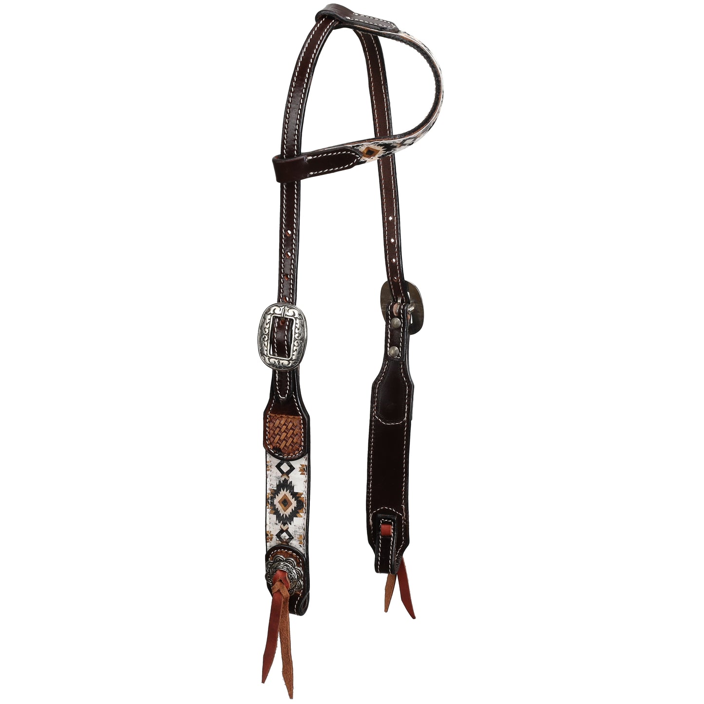 Showman Dark Oil Aztec Sunstone One Ear Headstall & Breast Collar Tack Set