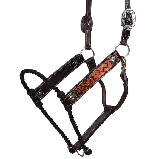 Wildflower Weave Hybrid Leather & Lariat Noseband Halter