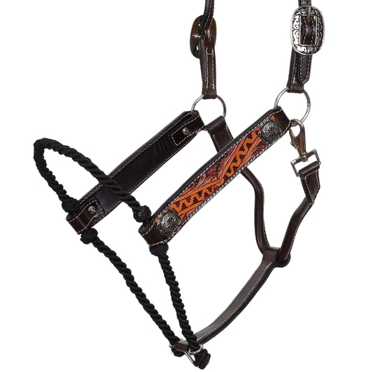 Aztec Echo Hybrid Leather & Lariat Noseband Halter