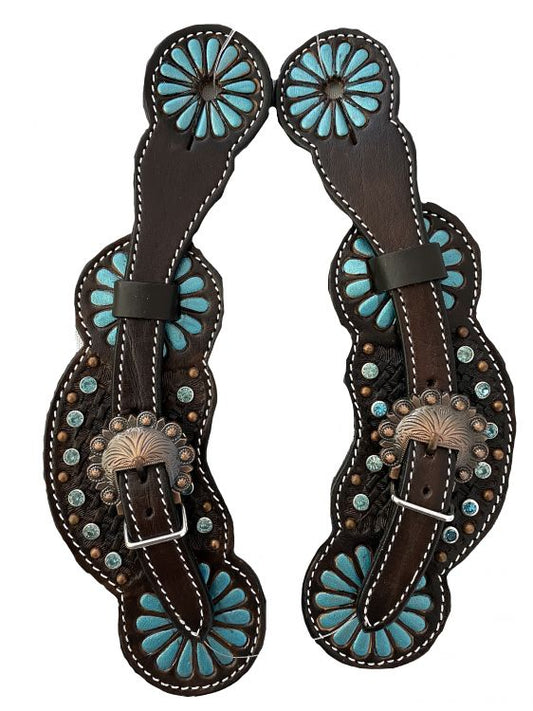 Metallic painted turquoise Ladie's Spur Strap