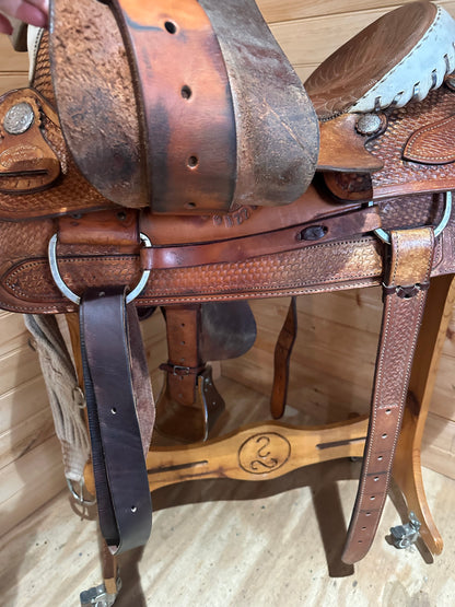 16” Billy Cook Basket Stamped Dally Team Roper Western Saddle 9111