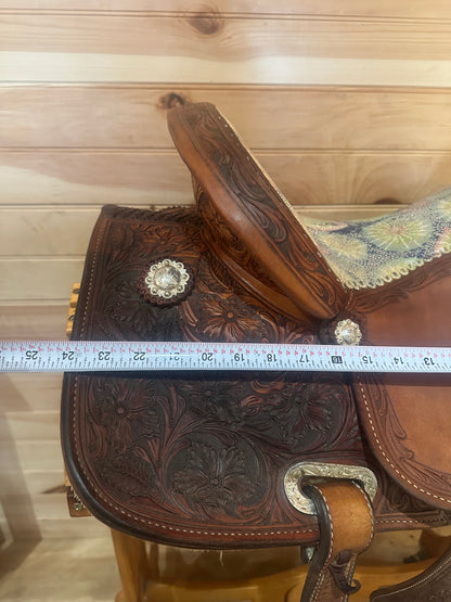 14” Circle Y Xtreme Performance Tie-Dye Barrel Racing Saddle Model 2150