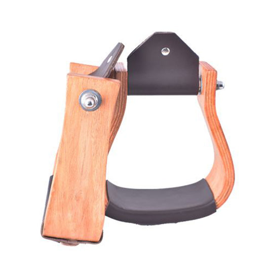 Showman Curved Ashwood Wooden Stirrup with Leather Tread