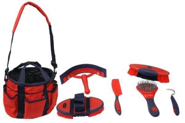 Showman 6 piece soft grip grooming kit with nylon carrying bag