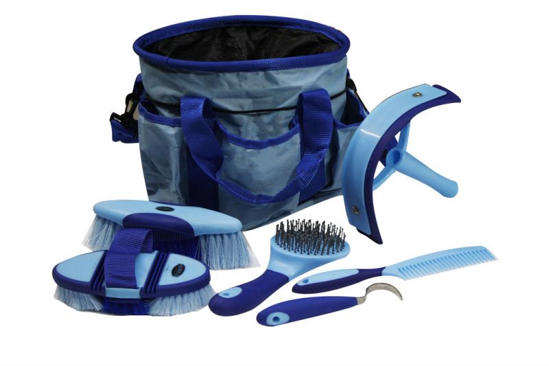 Showman 6 piece soft grip grooming kit with nylon carrying bag