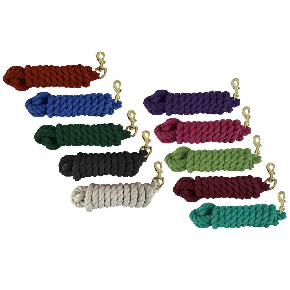 10' Braided Cotton Lead with Brass Snap - Assorted Colors