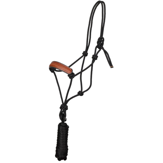 Frontier Plait Leather Noseband Cowboy Knot Halter with Lead