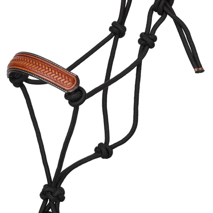 Frontier Plait Leather Noseband Cowboy Knot Halter with Lead