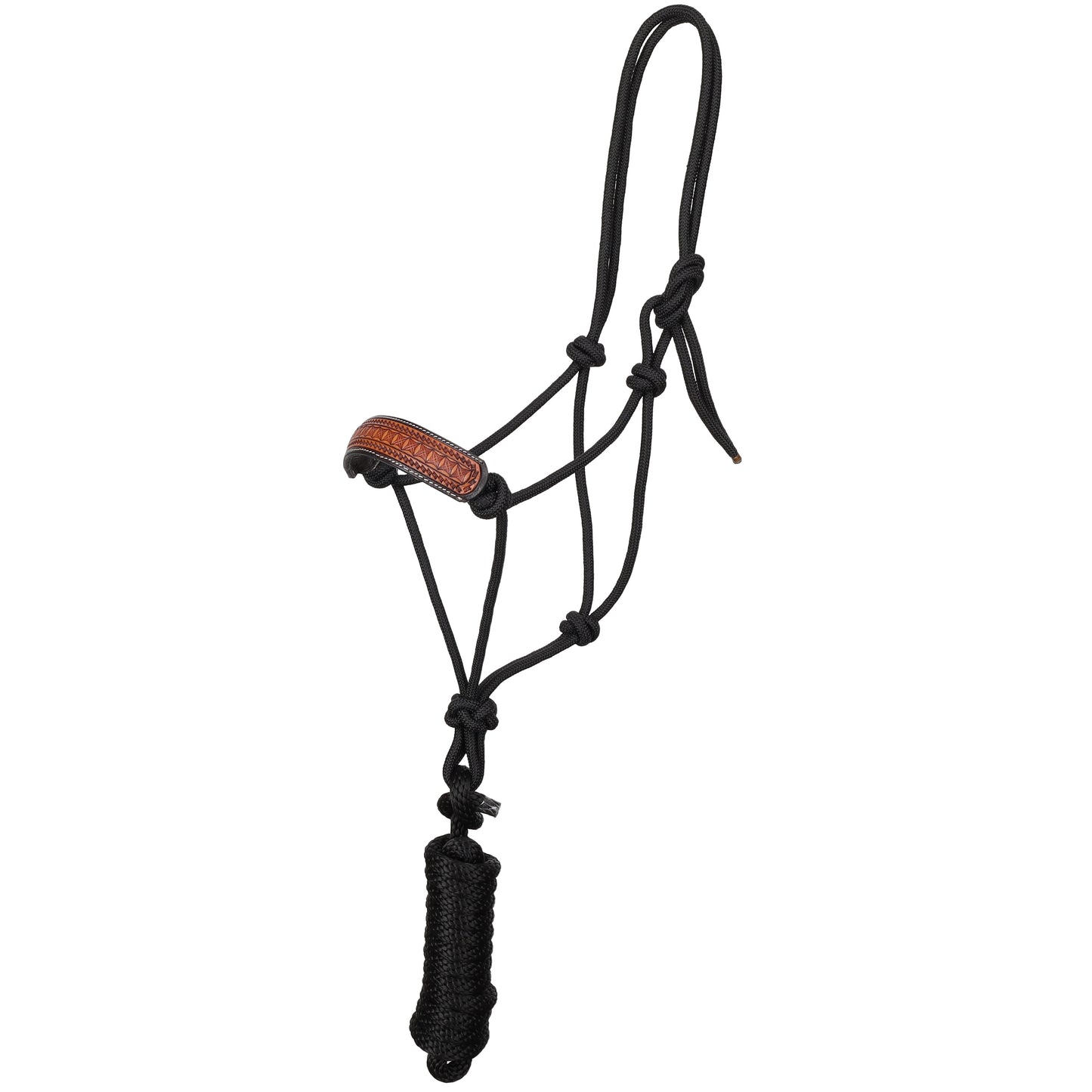 Mesa Stamp Leather Noseband Cowboy Knot Halter with Lead