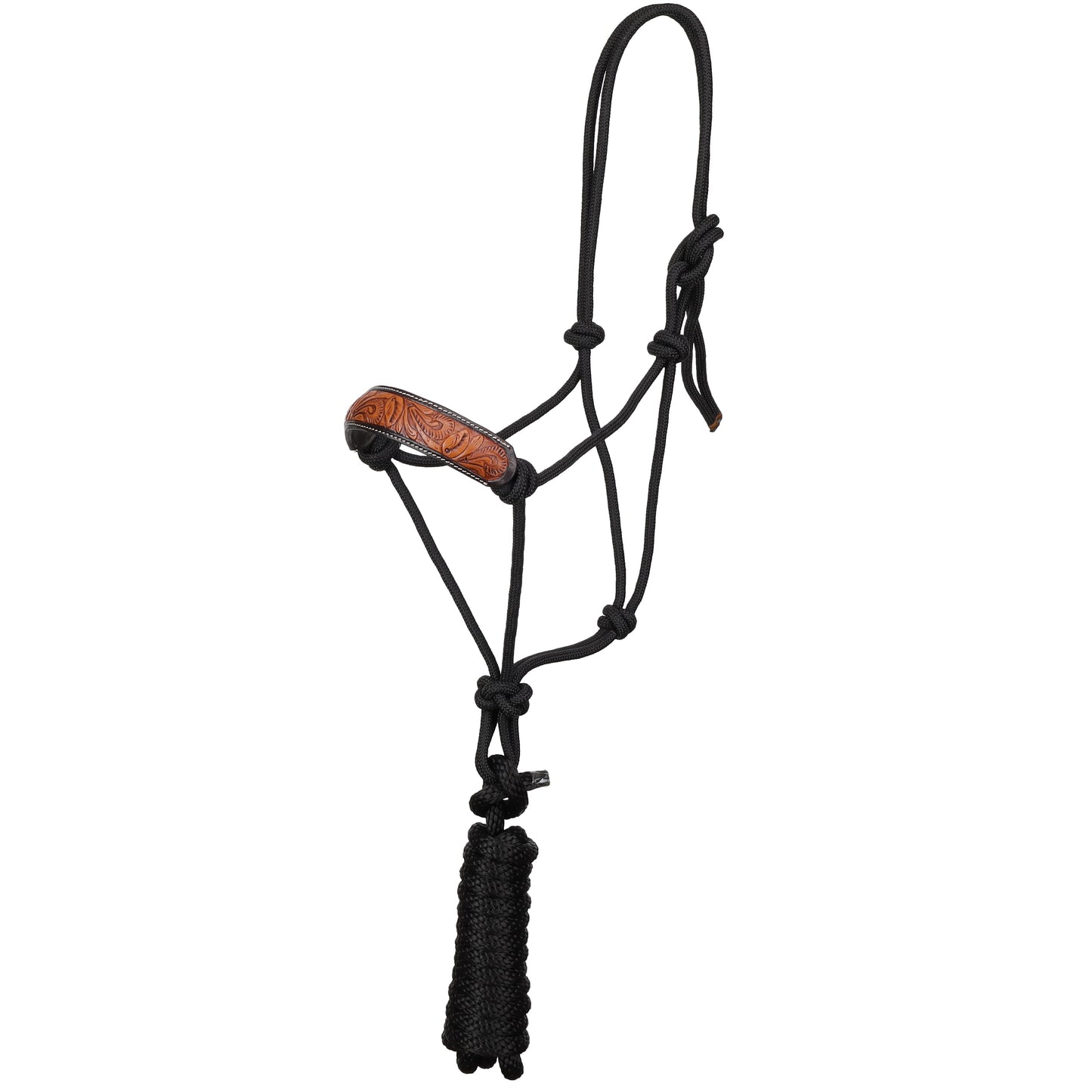 Desert Ivy Leather Noseband Cowboy Knot Halter with Lead