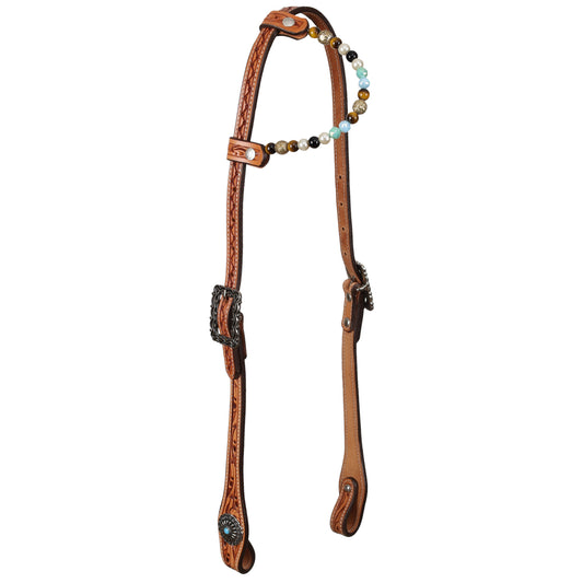 Western Pearl Light Oil Argentina Cow Leather One Ear Headstall