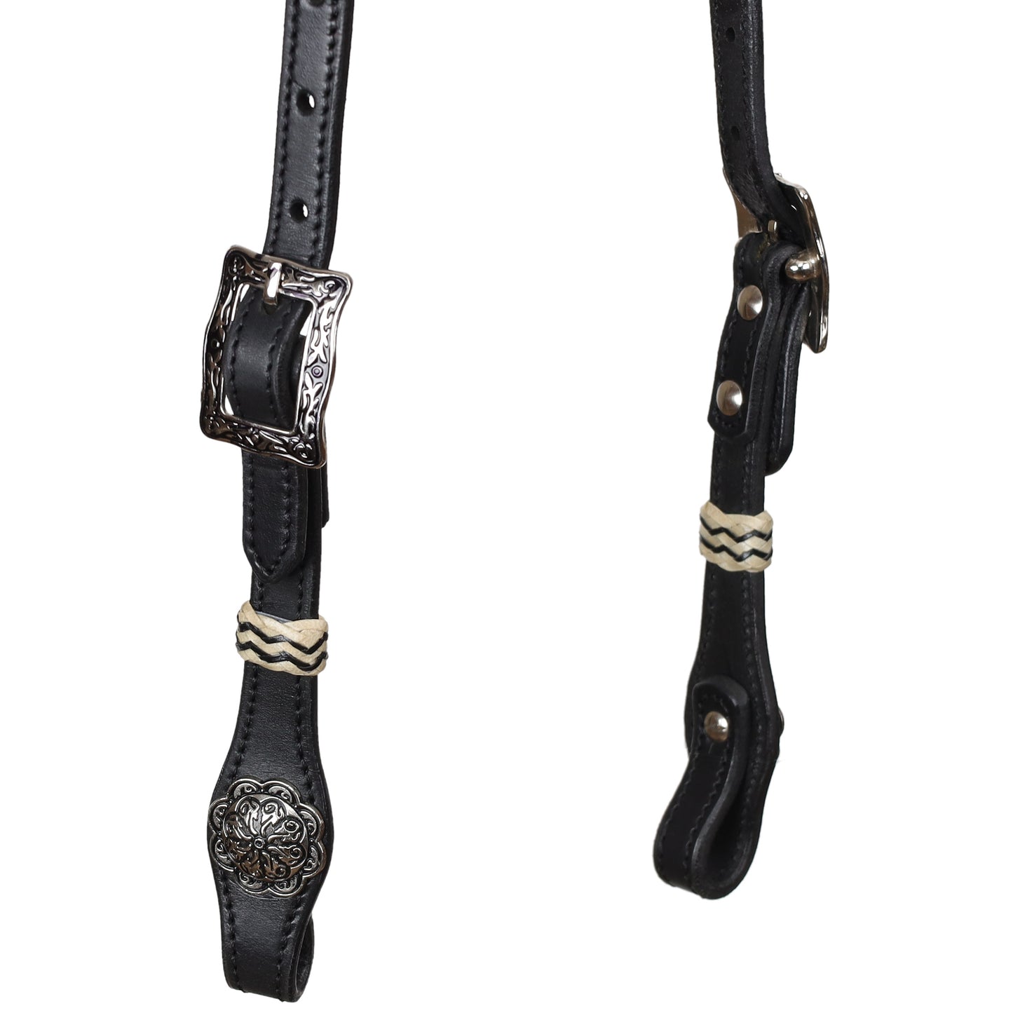 Pink Pearl Black Argentina Cow Leather One Ear Headstall