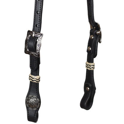 Pink Pearl Black Argentina Cow Leather One Ear Headstall