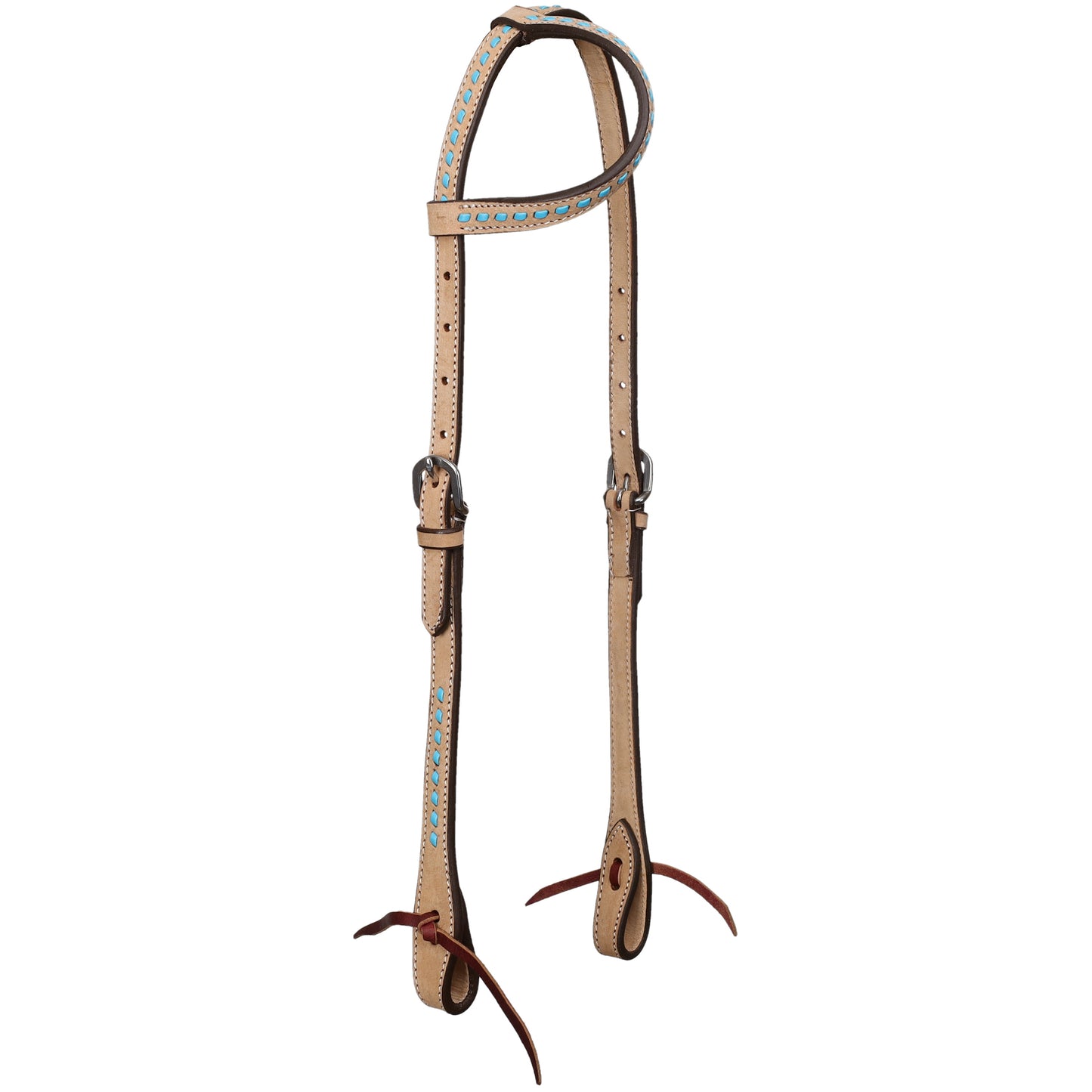 Stockyard Light Oil Roughout Teal Buckstitch One Ear Headstall and Breastcollar  Tack Set